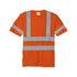 Class 3 Polyester Double Band Reflective Tape Safety T-Shirt W/ Pocket | Front side | Safety orange